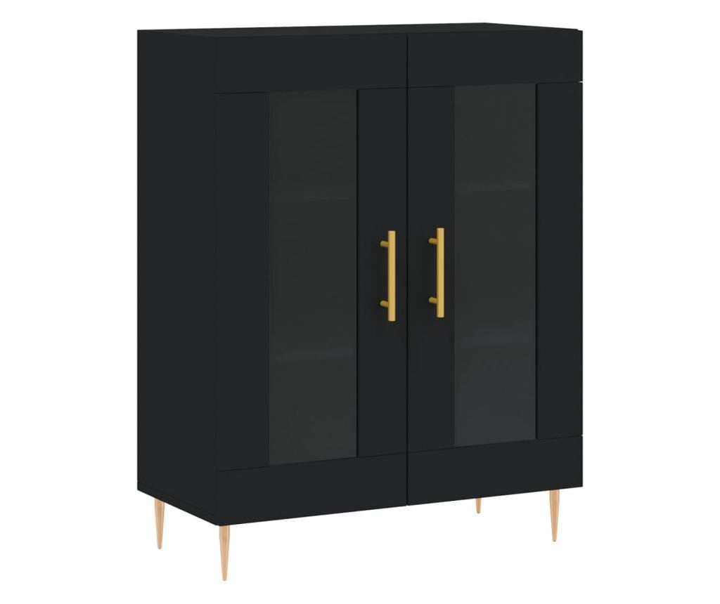 Visoka crna komoda, 69,5x34x180 cm, kompozitno drvo - 7