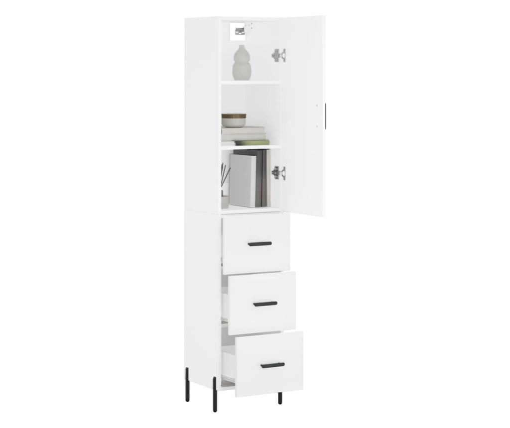 Visoki ormarić, bijeli, 34,5x34x180 cm, konstruirano drvo - 3