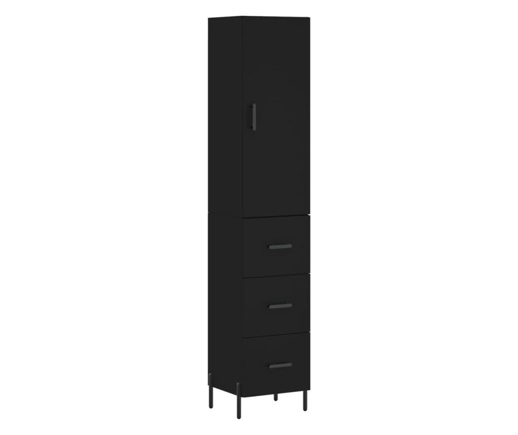 Visoka crna vitrina, 34,5x34x180 cm, obrađeno drvo - 2
