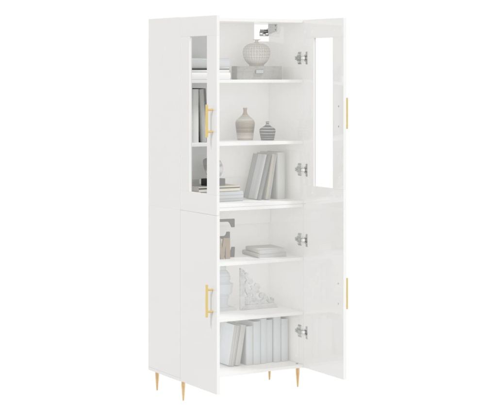 Visoka ormar, bijela visokog sjaja, 69,5x34x180 cm, kompozitno drvo - 3