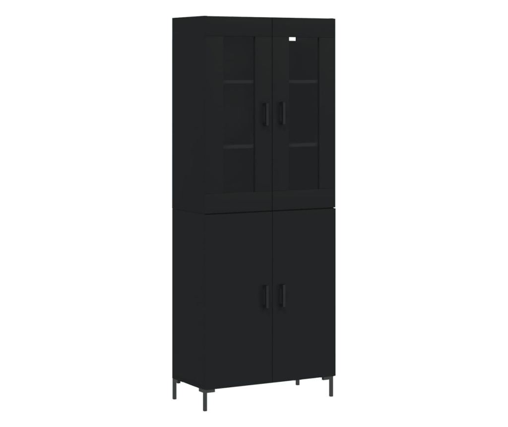 Visoka crna komoda, 69,5x34x180 cm, kompozitno drvo - 2