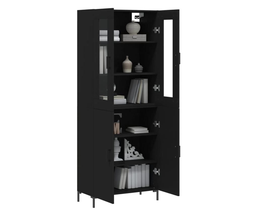 Visoka crna komoda, 69,5x34x180 cm, kompozitno drvo - 3
