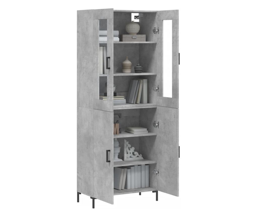 Visoki ormar, betonsko siva, 69,5x34x180 cm, konstruirano drvo - 3