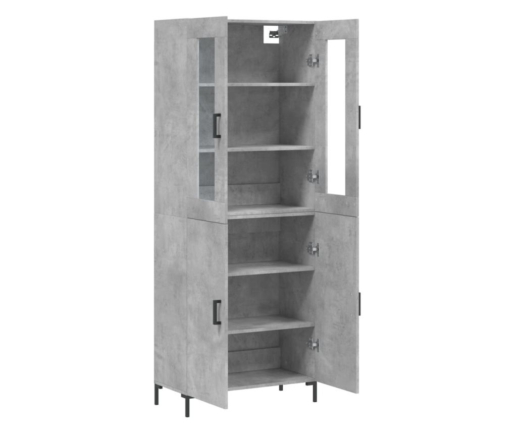 Visoki ormar, betonsko siva, 69,5x34x180 cm, konstruirano drvo - 4