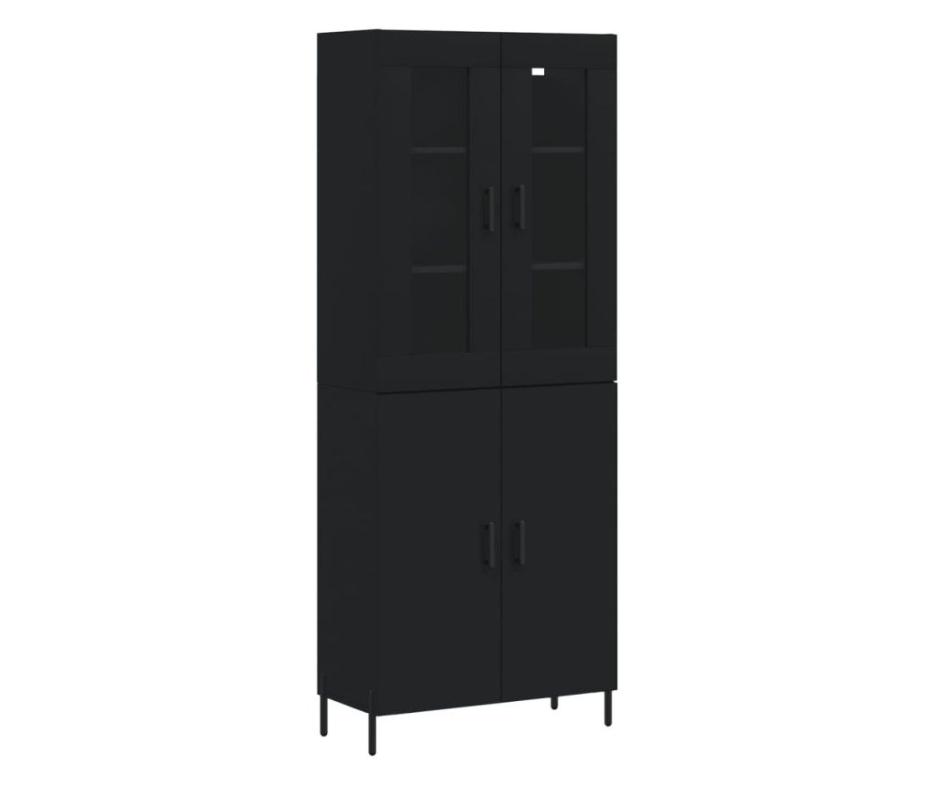 Visoka crna komoda, 69,5x34x180 cm, kompozitno drvo - 2