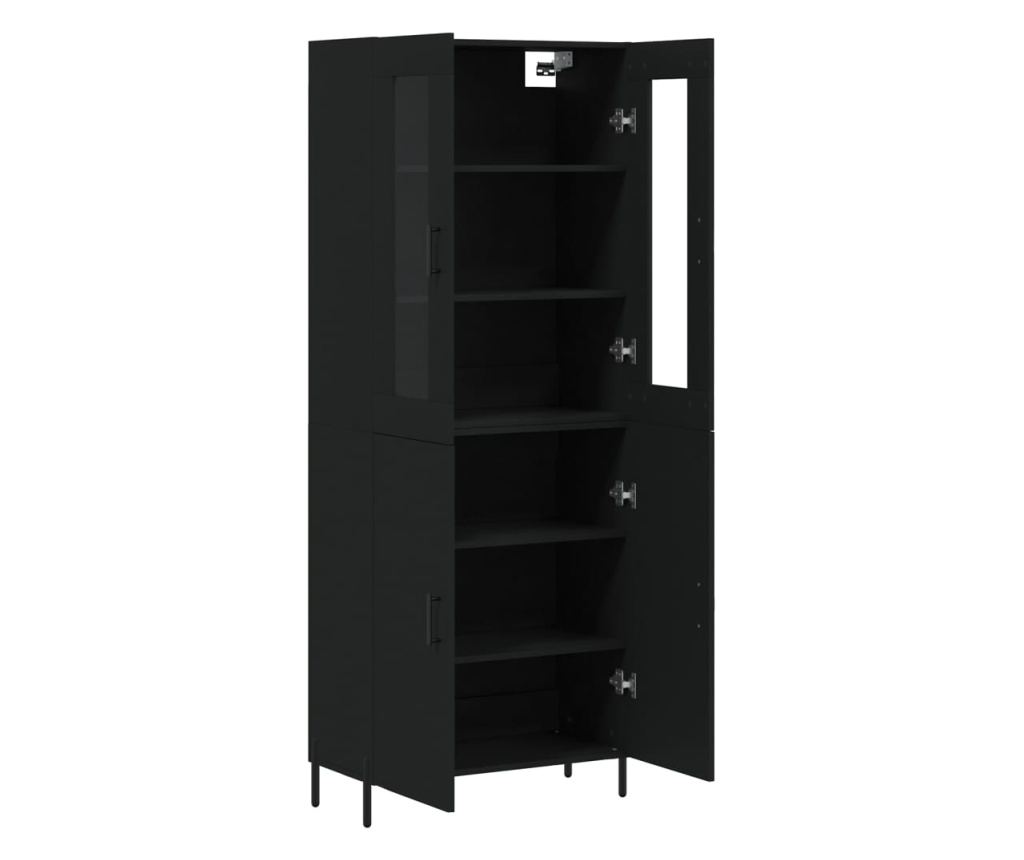 Visoka crna komoda, 69,5x34x180 cm, kompozitno drvo - 4