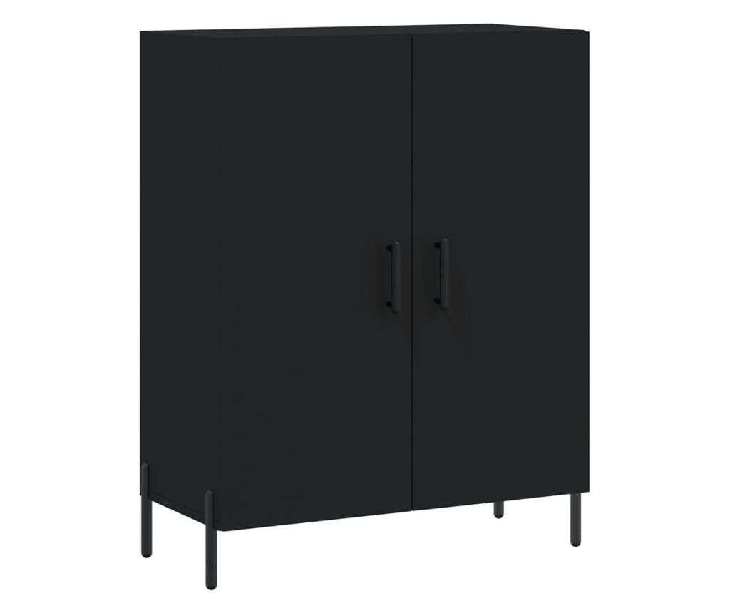 Visoka crna komoda, 69,5x34x180 cm, kompozitno drvo - 7