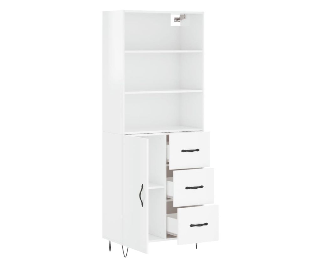 Visoka ormar, bijela visokog sjaja, 69,5x34x180 cm, kompozitno drvo - 4