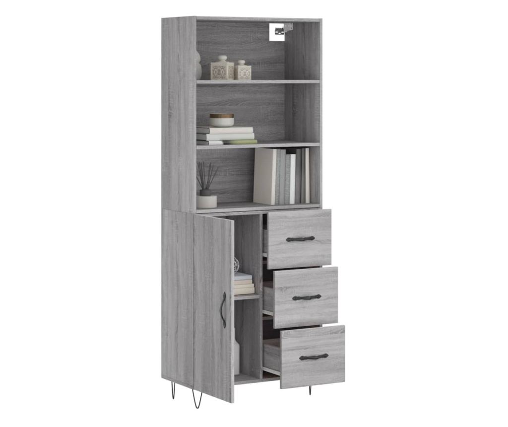 Visoki ormar, Sonoma siva, 69,5x34x180 cm, kompozitno drvo - 3