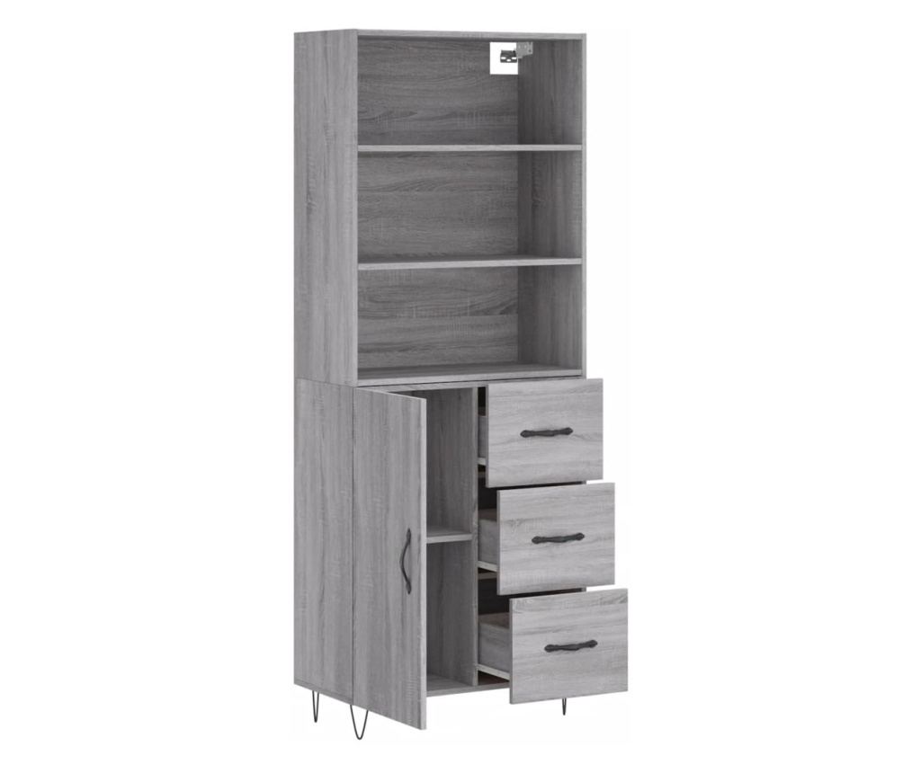 Visoki ormar, Sonoma siva, 69,5x34x180 cm, kompozitno drvo - 4