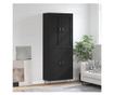 Visoka crna kompozitna drvena ormarić, 69,5x34x180 cm thumbnail 1
