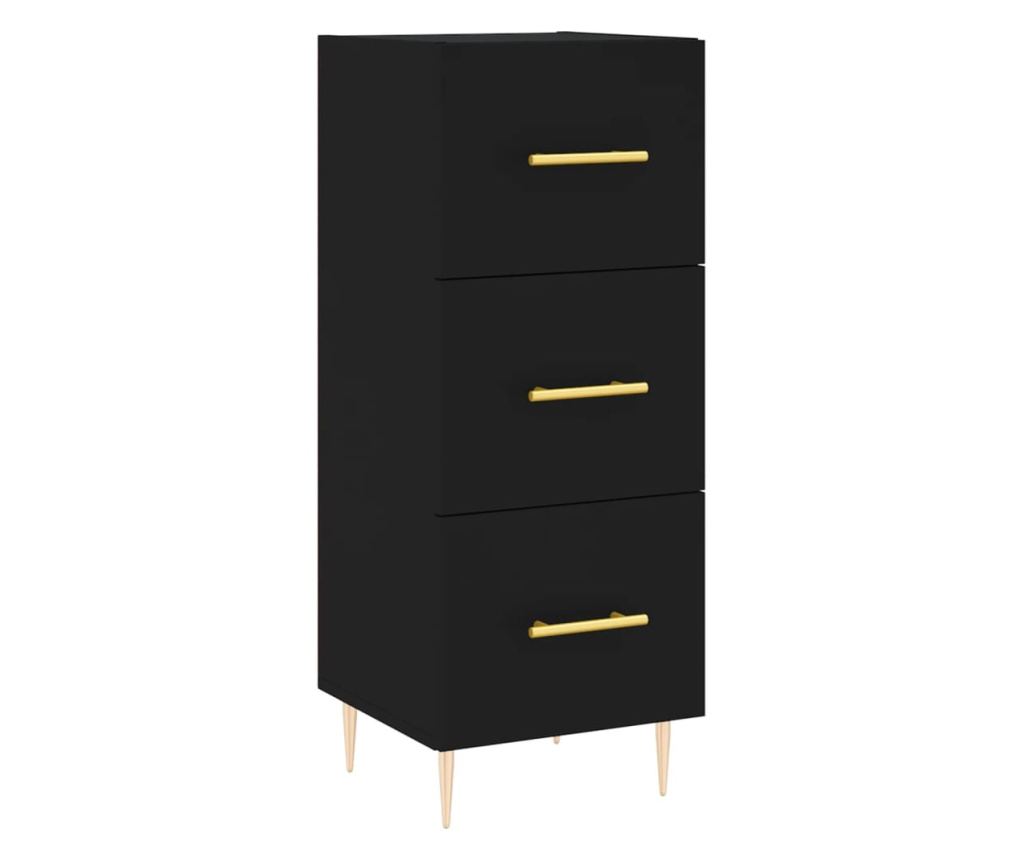 Visoka crna vitrina, 34,5x34x180 cm, obrađeno drvo - 5