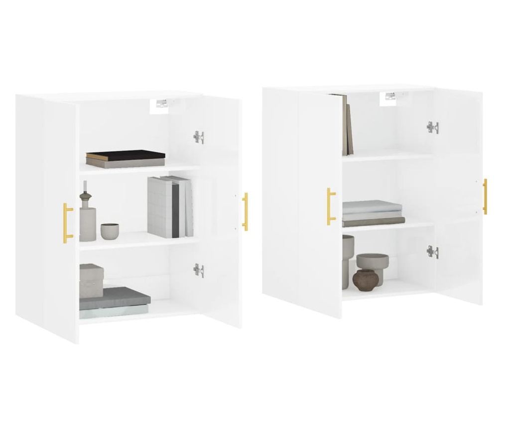 Zidni ormarići, 2 kom, sjajno bijeli, 69,5x34x90 cm - 3