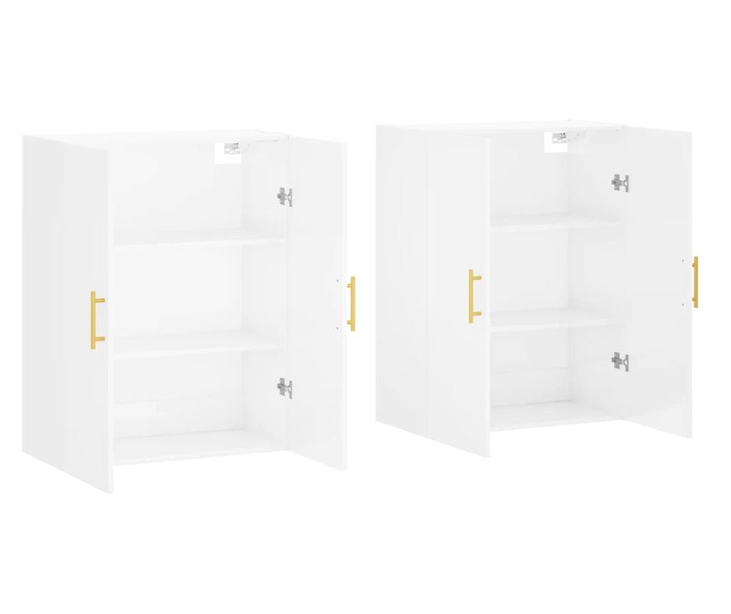 Zidni ormarići, 2 kom, sjajno bijeli, 69,5x34x90 cm - 4