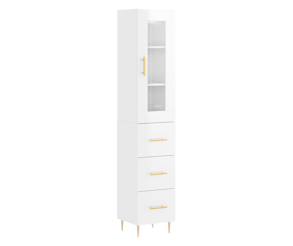Visoka ormar, bijela visokog sjaja, 34,5x34x180 cm, obrađeno drvo - 2