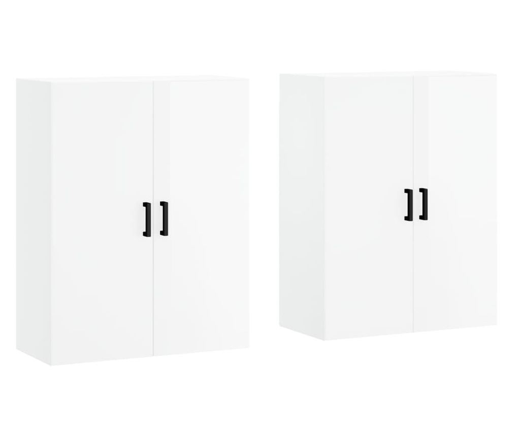 Zidni ormarići, 2 kom, bijeli visokog sjaja, 69,5x34x90cm - 2
