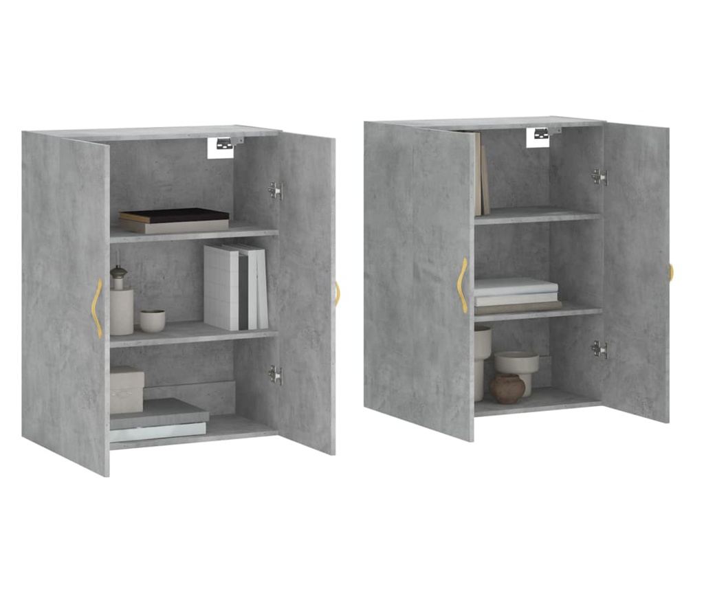 Ormar za montažu na zid, 2 kom, siva beton, 69,5x34x90 cm - 3