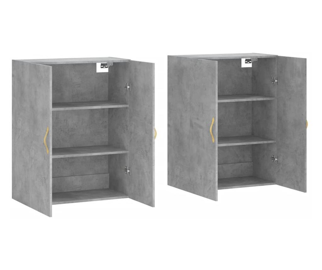 Ormar za montažu na zid, 2 kom, siva beton, 69,5x34x90 cm - 4