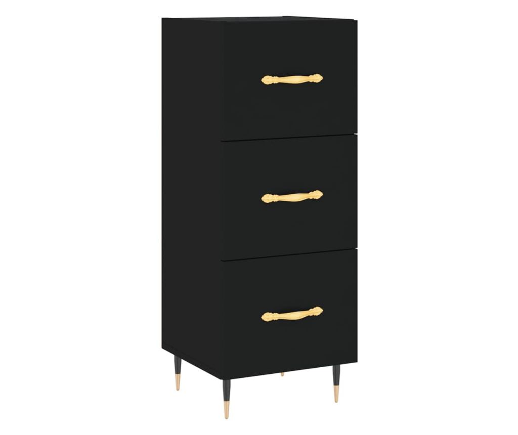 Visoka crna vitrina, 34,5x34x180 cm, obrađeno drvo - 5