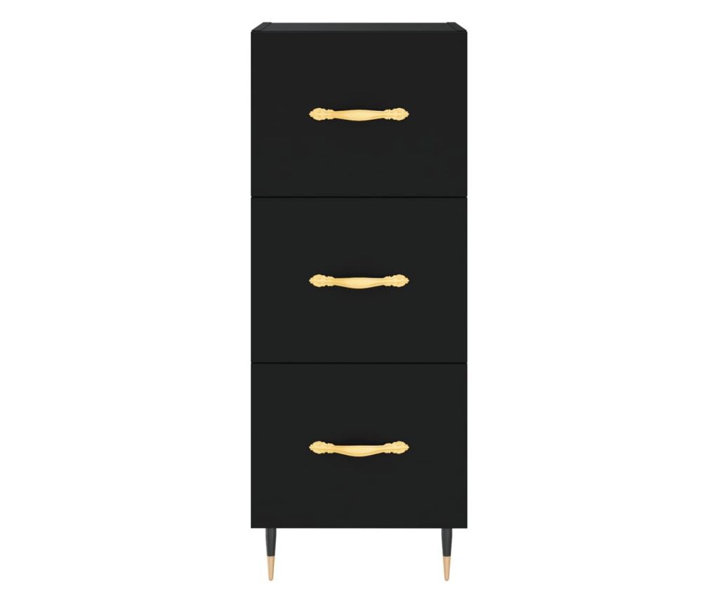 Visoka crna vitrina, 34,5x34x180 cm, obrađeno drvo - 6