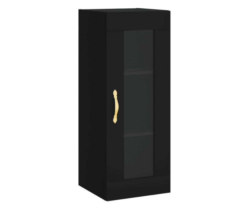 Visoka crna vitrina, 34,5x34x180 cm, obrađeno drvo - 7