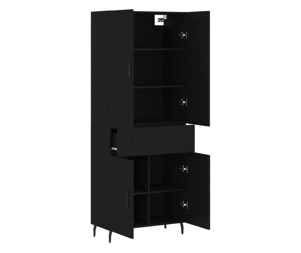 Visoka crna komoda, 69,5x34x180 cm, kompozitno drvo - 4