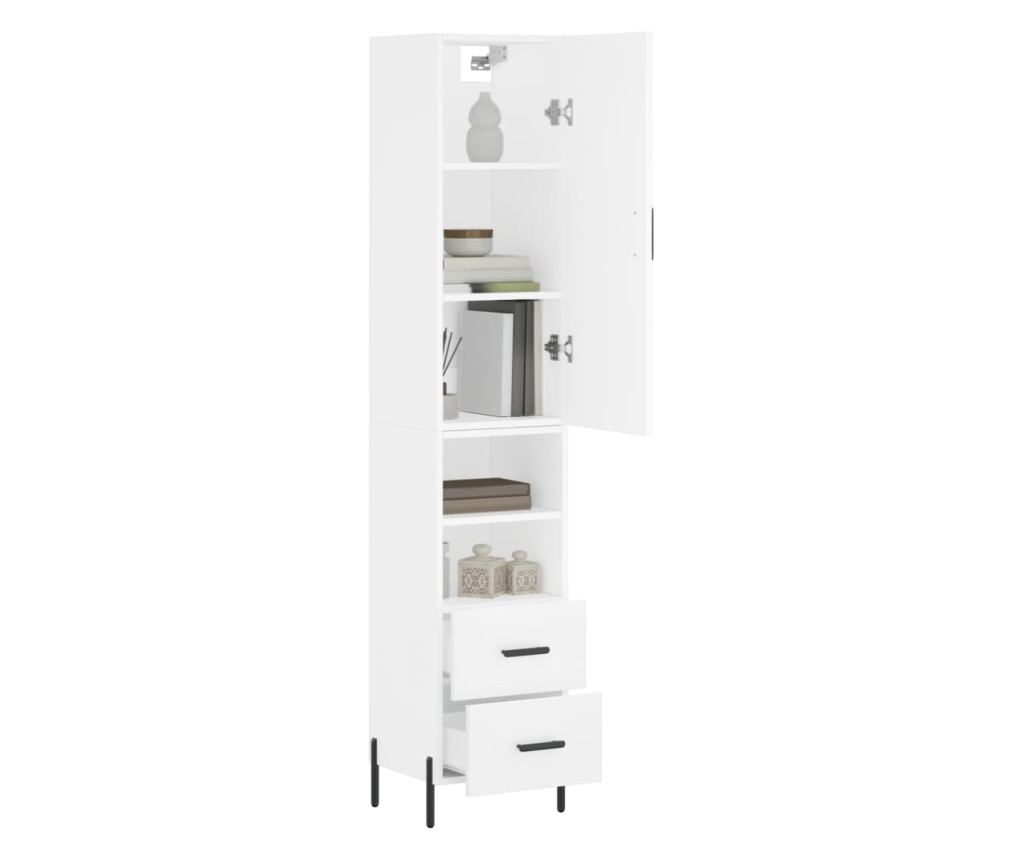Visoki ormarić, bijeli, 34,5x34x180 cm, konstruirano drvo - 3