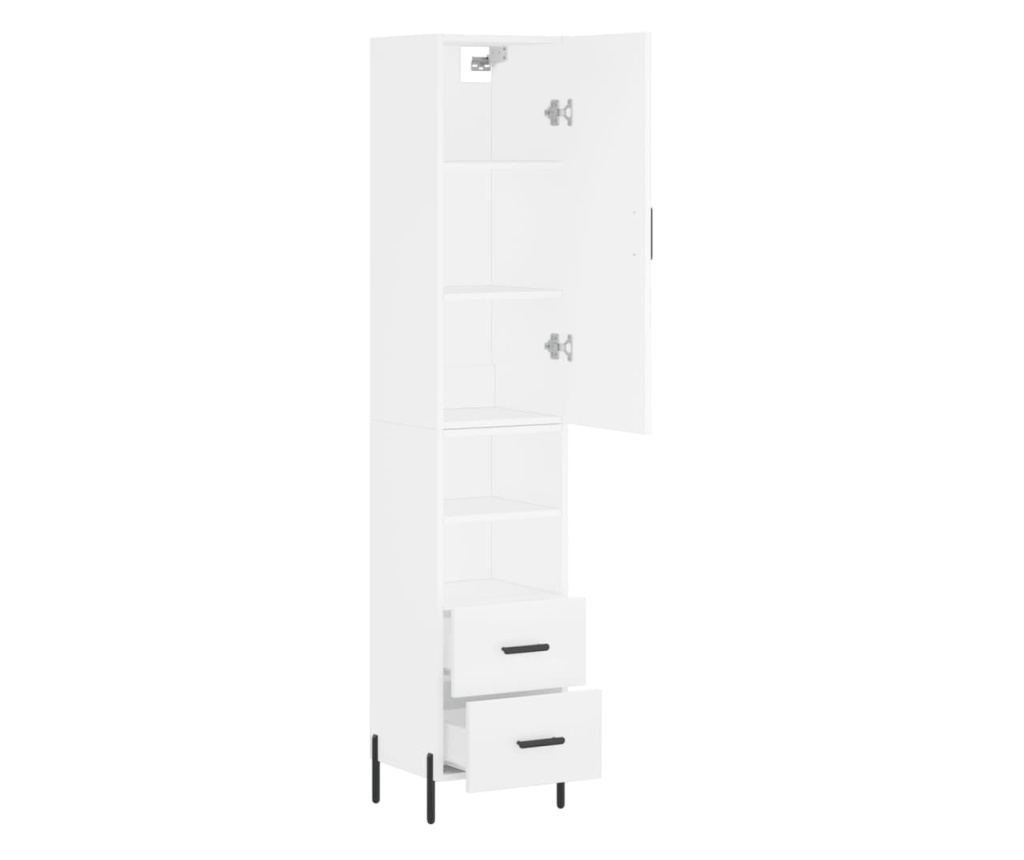 Visoki ormarić, bijeli, 34,5x34x180 cm, konstruirano drvo - 4