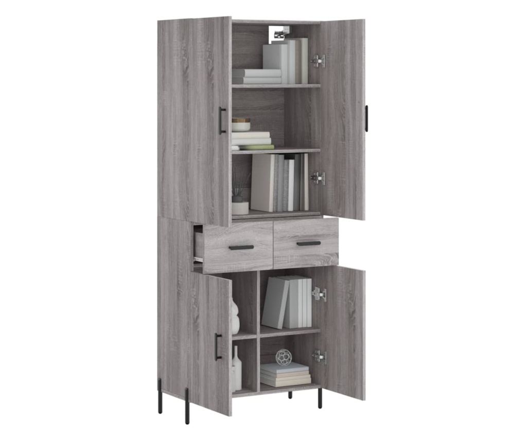 Visoki ormar, Sonoma siva, 69,5x34x180 cm, konstruirano drvo - 3