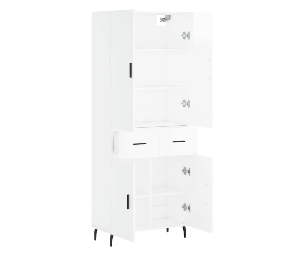 Visoka ormar, sjajno bijela, 69,5x34x180 cm, kompozitno drvo - 4