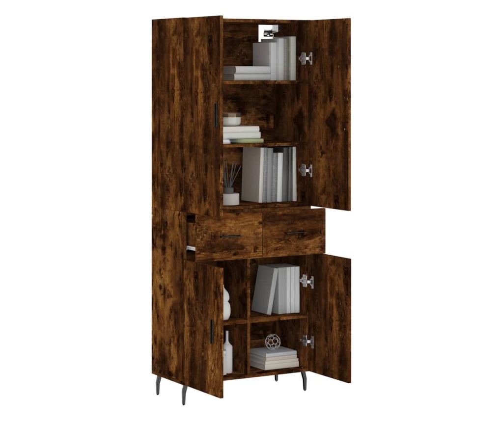 Visoki ormar, dimljeni hrast, 69,5x34x180 cm, kompozitno drvo - 3