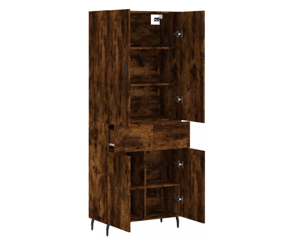 Visoki ormar, dimljeni hrast, 69,5x34x180 cm, kompozitno drvo - 4