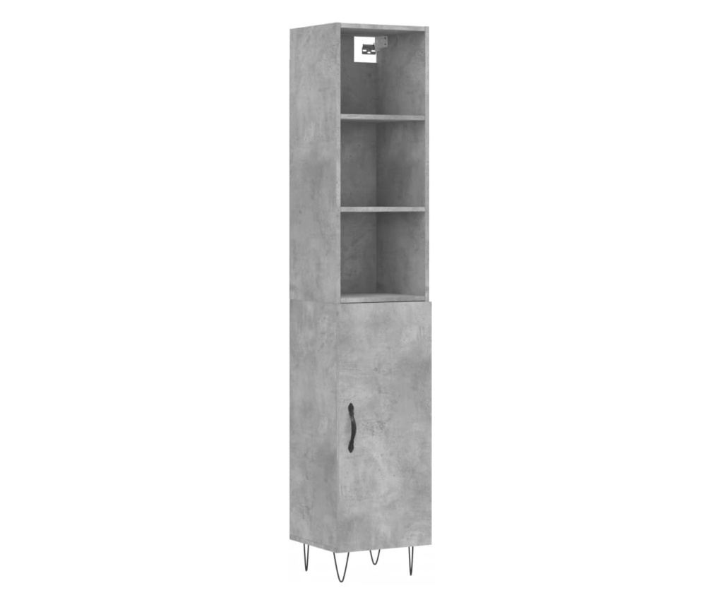 Visoka ormar, siva beton, 34,5x34x180 cm, obrađeno drvo - 2