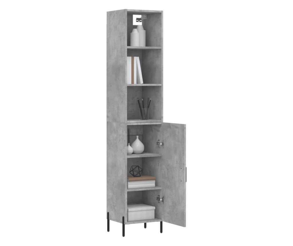 Visoka ormar, betonska siva, 34,5x34x180 cm, obrađeno drvo - 3