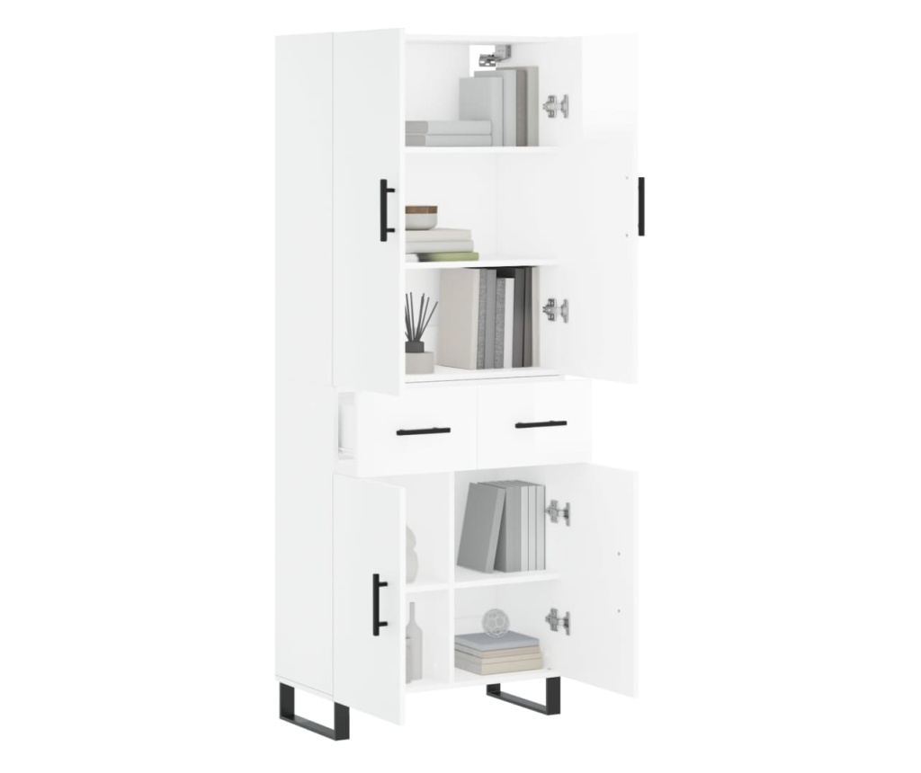 Visoka ormar, bijela visokog sjaja, 69,5x34x180 cm, kompozitno drvo - 3