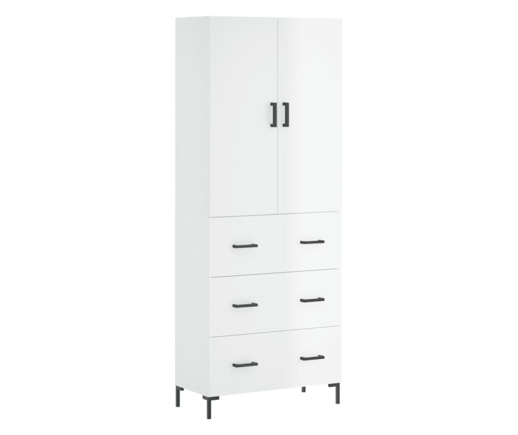 Visoka ormar, bijela visokog sjaja, 69,5x34x180 cm, kompozitno drvo - 2