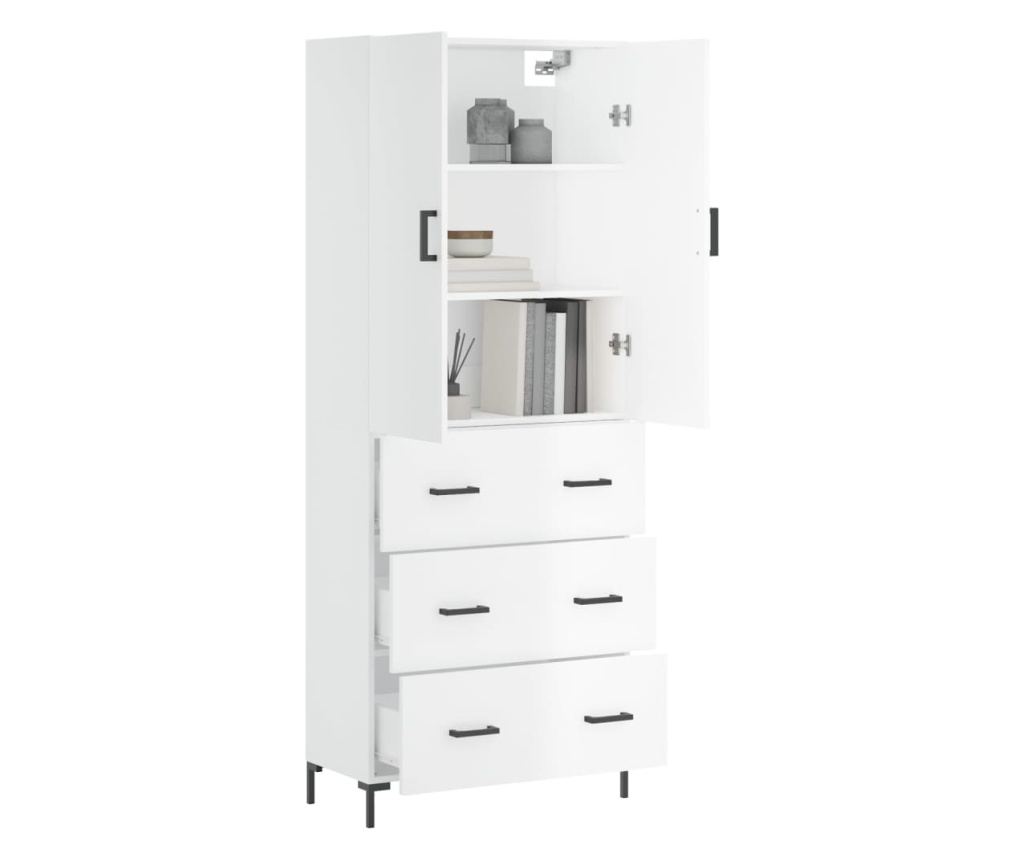 Visoka ormar, bijela visokog sjaja, 69,5x34x180 cm, kompozitno drvo - 3