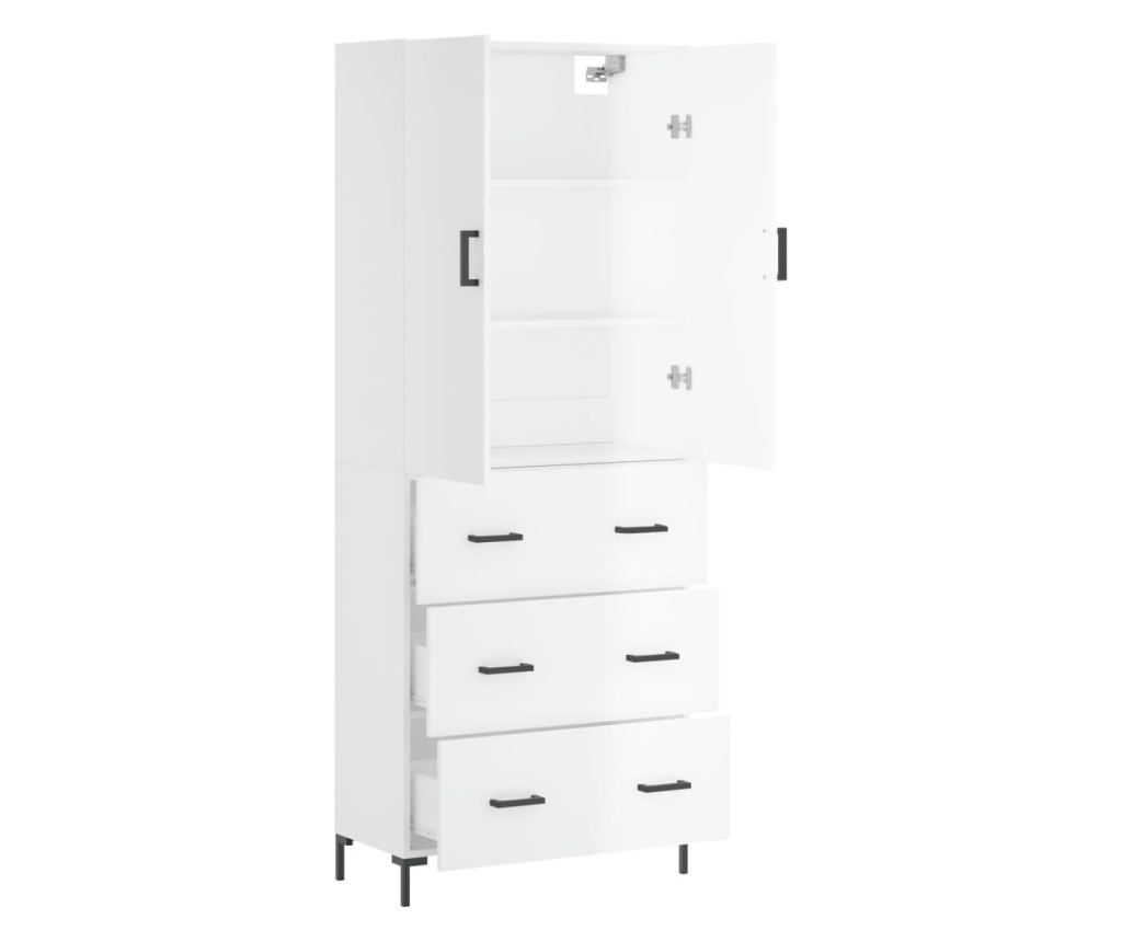 Visoka ormar, bijela visokog sjaja, 69,5x34x180 cm, kompozitno drvo - 4