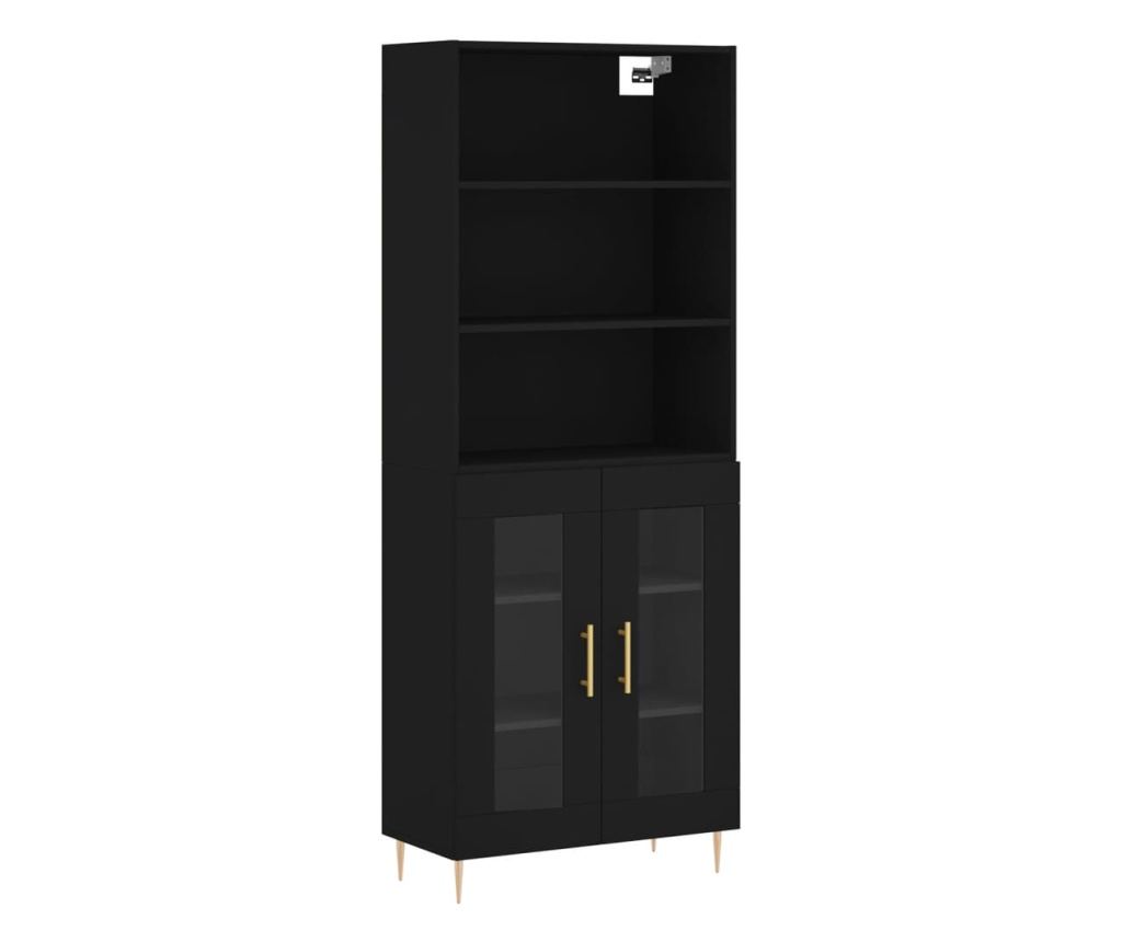 Visoka crna komoda, 69,5x34x180 cm, kompozitno drvo - 2