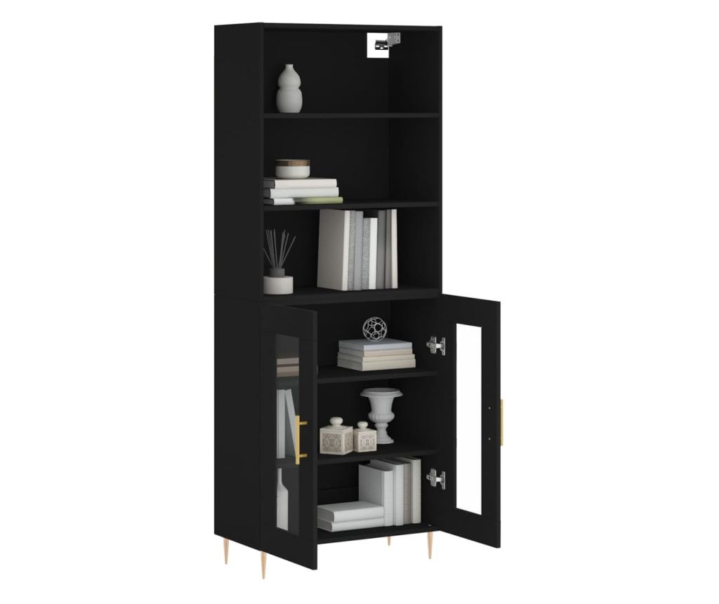 Visoka crna komoda, 69,5x34x180 cm, kompozitno drvo - 3