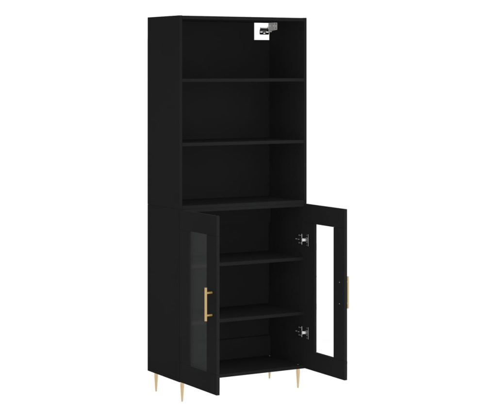 Visoka crna komoda, 69,5x34x180 cm, kompozitno drvo - 4