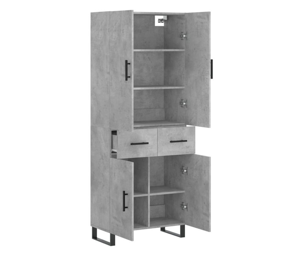 Visoki ormarić, betonsko siva, 69,5x34x180 cm, konstruirano drvo - 4