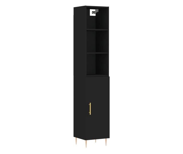 Висок шкаф, черна, 34,5x34x180 см, инженерно дърво