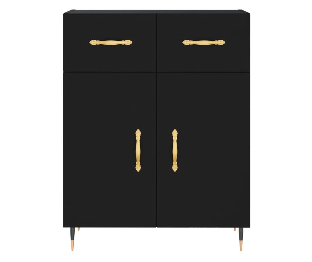 Visoka crna komoda, 69,5x34x180 cm, kompozitno drvo - 8
