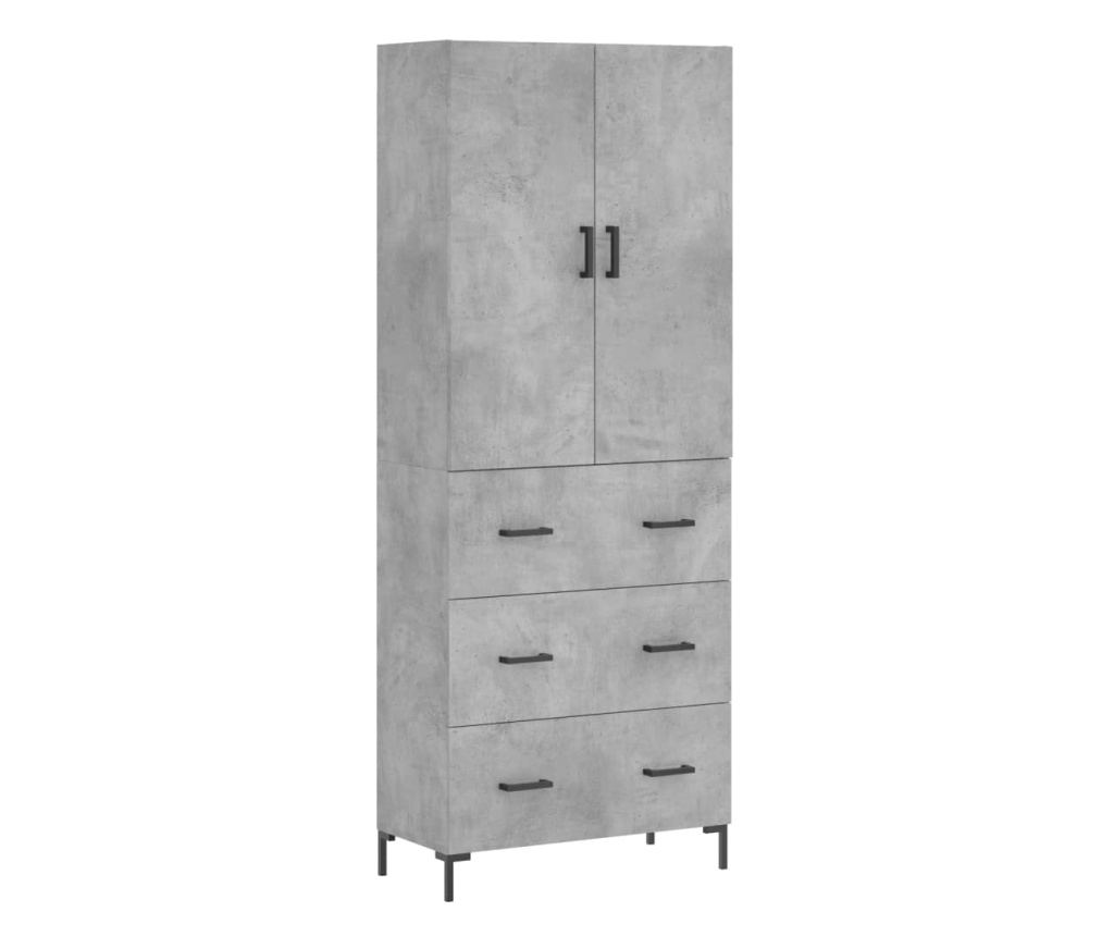 Visoki ormar, betonsko siva, 69,5x34x180 cm, kompozitno drvo - 2