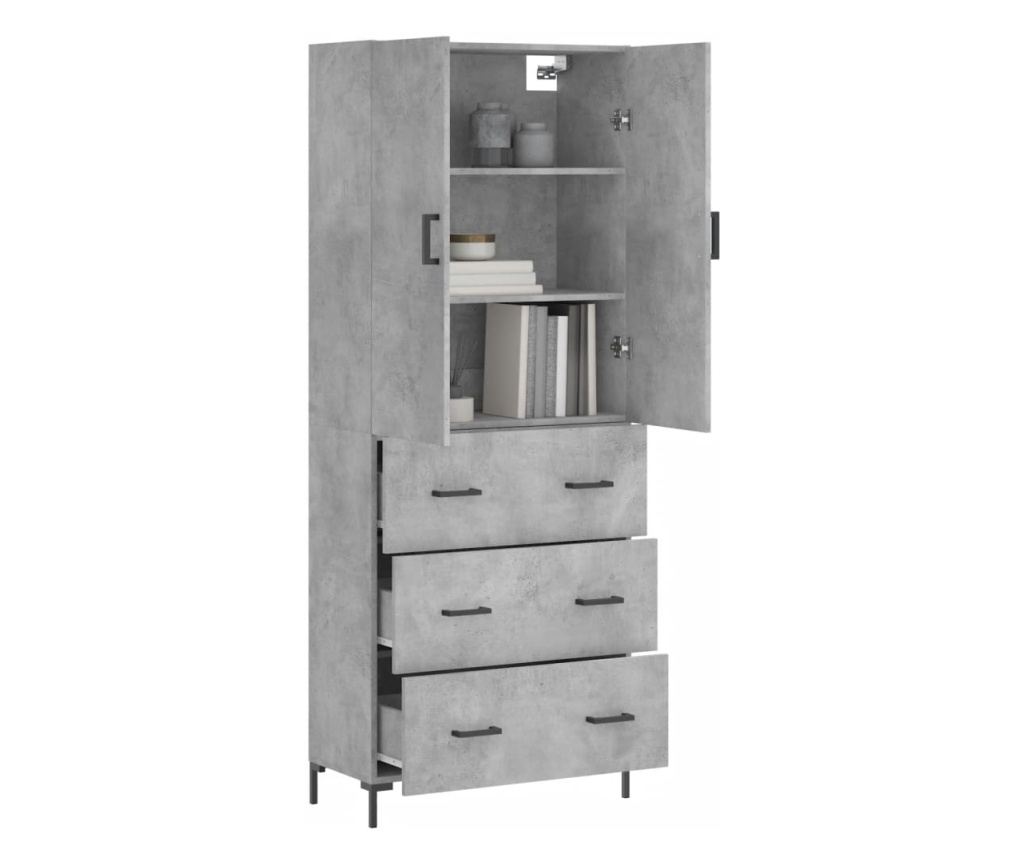 Visoki ormar, betonsko siva, 69,5x34x180 cm, kompozitno drvo - 3