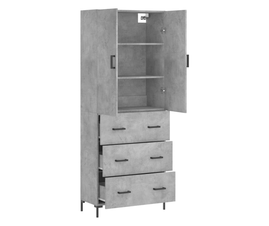 Visoki ormar, betonsko siva, 69,5x34x180 cm, kompozitno drvo - 4
