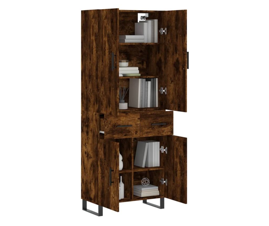 Visoki ormarić, dimljeni hrast, 69,5x34x180 cm, kompozitno drvo - 3