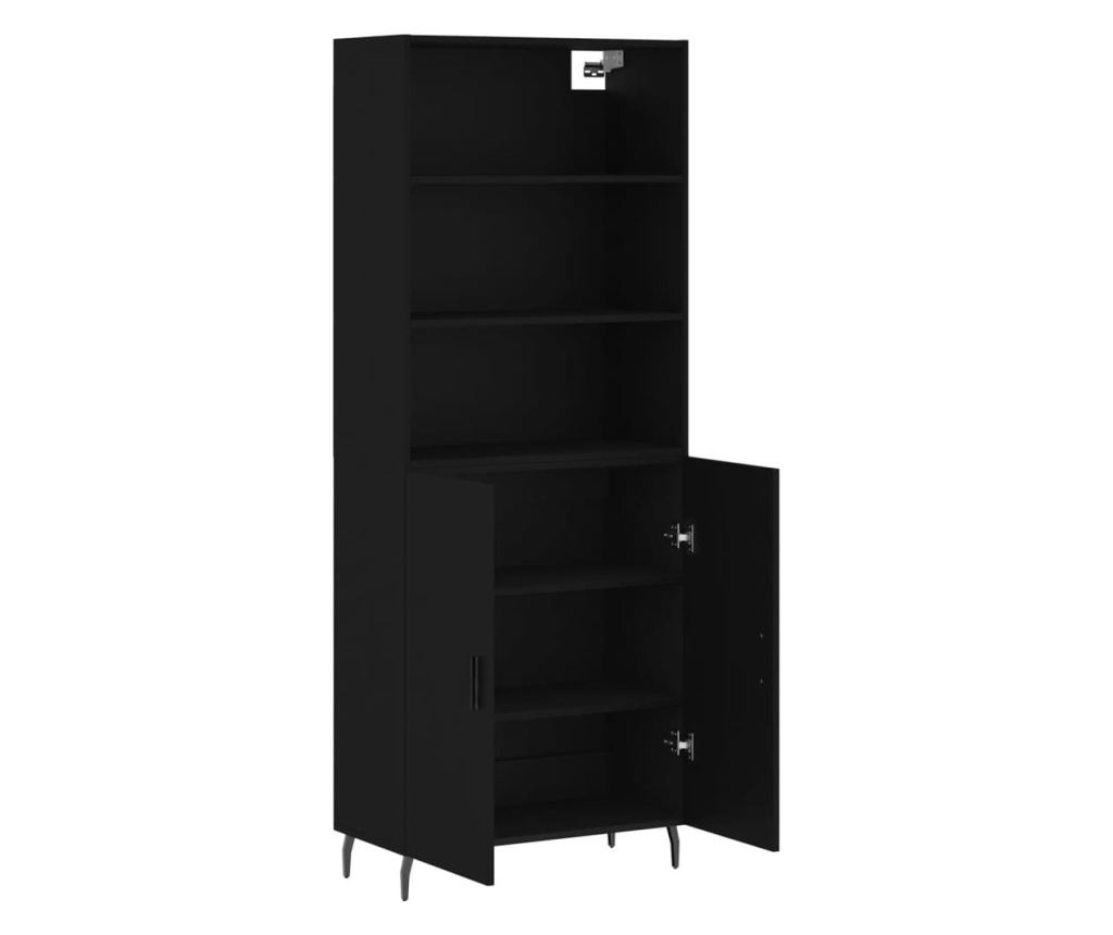 Visoka crna komoda, 69,5x34x180 cm, kompozitno drvo - 4