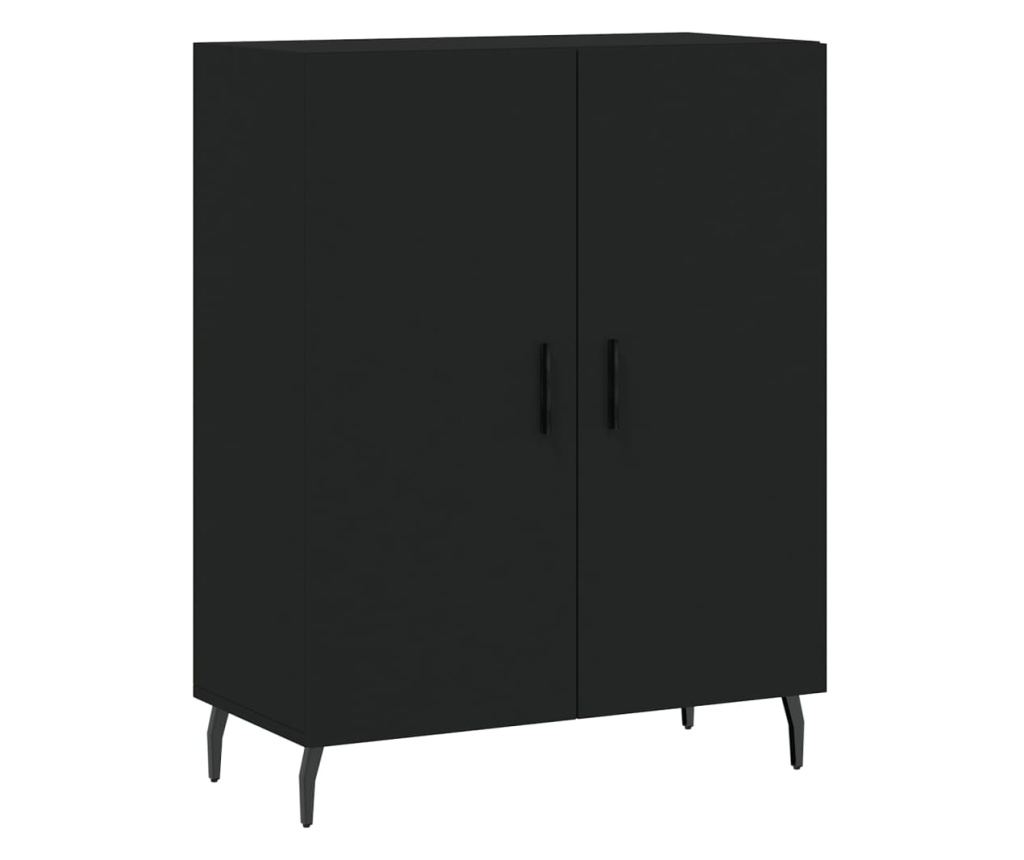 Visoka crna komoda, 69,5x34x180 cm, kompozitno drvo - 7